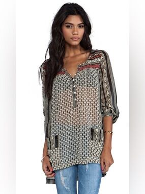 Free People Feather in the Wind Tunic- Tea Combo